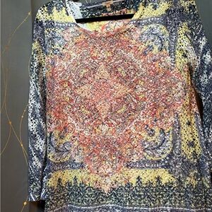 Reba Vibrant Orange and Yellow Long Sleeve Top